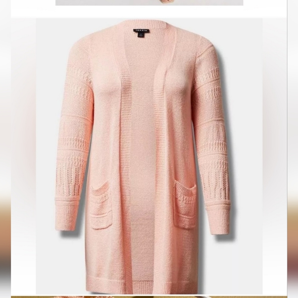 Torrid Duster Open Front Stitch Detail Sweater SIZE 1X (14/16) - NWT